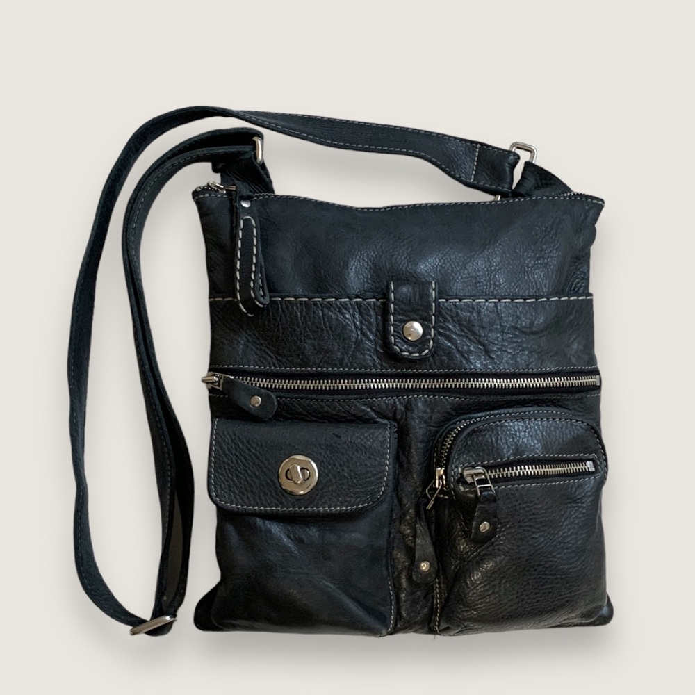Roots Canada Venetian Villager Leather Crossbody Bag in Dark Grey